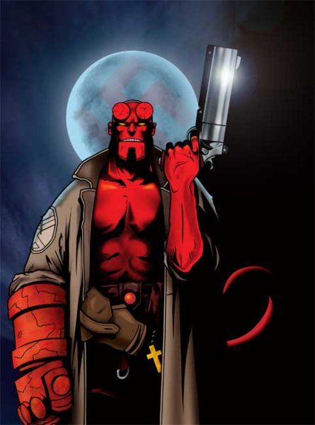 Hellboy hält die dicke Knarre hoch