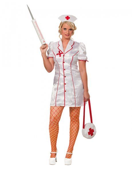 Sexy Krankenschwester mit großer Spritze